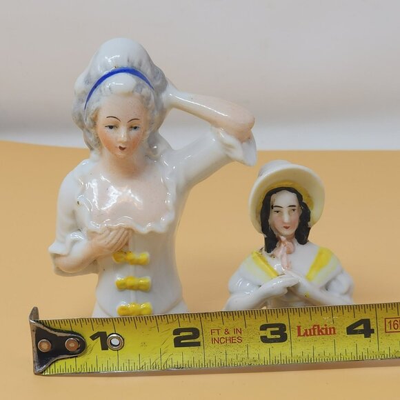 Vintage 2 German Porcelain Half Doll Figurines 1920s Pincushion Germany - Picture 7 of 11